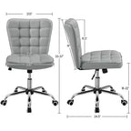 Chaise de bureau moderne sans accoudoirs en similicuir, capacité de 136 kg