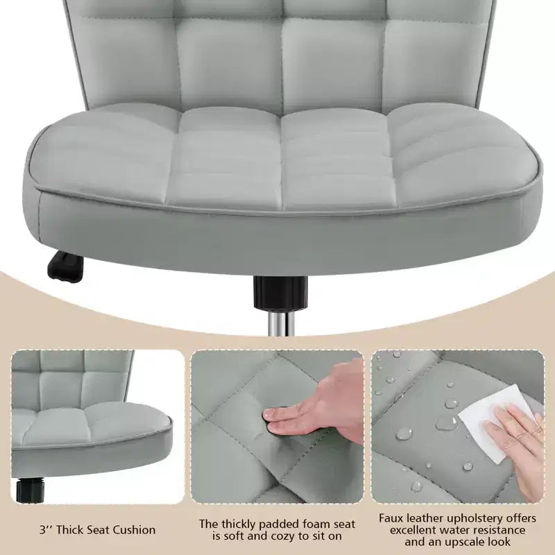 Chaise de bureau moderne sans accoudoirs en similicuir, capacité de 136 kg