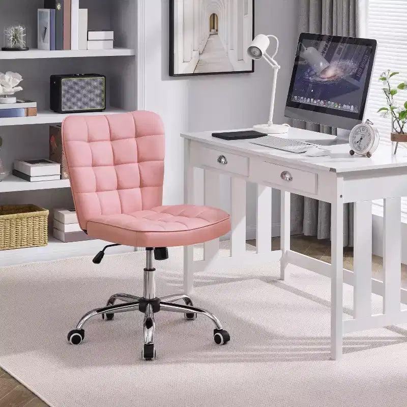 Chaise de bureau moderne sans accoudoirs en similicuir, capacité de 136 kg
