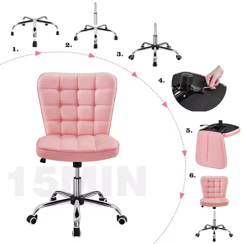 Chaise de bureau moderne sans accoudoirs en similicuir, capacité de 136 kg