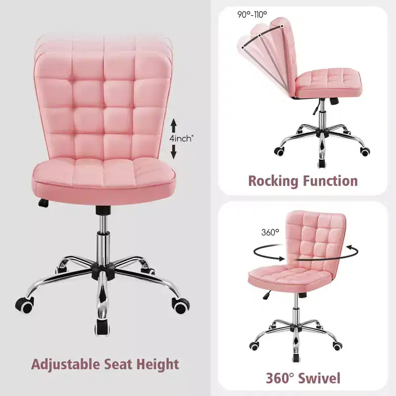 Chaise de bureau moderne sans accoudoirs en similicuir, capacité de 136 kg