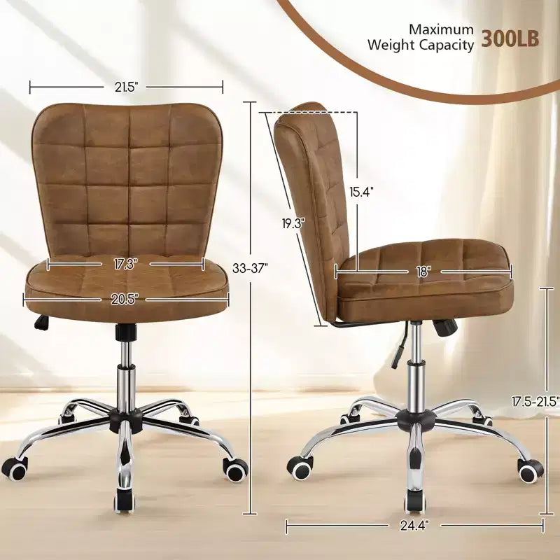 Chaise de bureau moderne sans accoudoirs en similicuir, capacité de 136 kg
