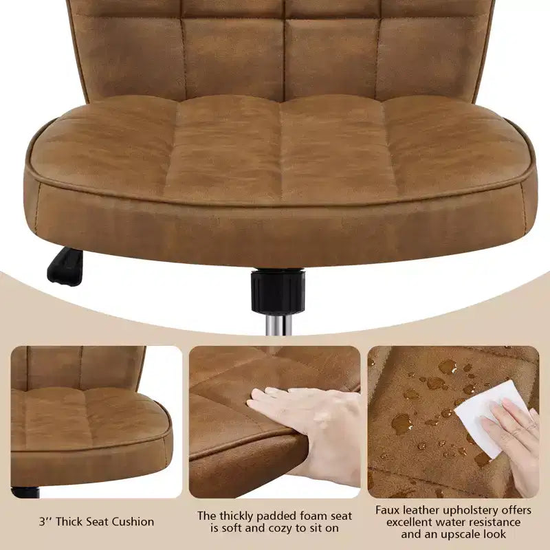 Chaise de bureau moderne sans accoudoirs en similicuir, capacité de 136 kg