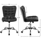 Chaise de bureau moderne sans accoudoirs en similicuir, capacité de 136 kg