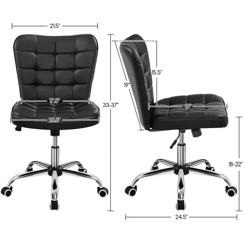 Chaise de bureau moderne sans accoudoirs en similicuir, capacité de 136 kg