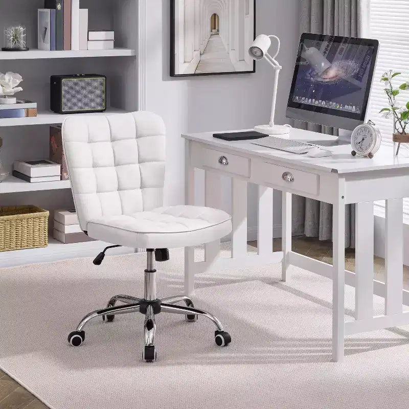 Chaise de bureau moderne sans accoudoirs en similicuir, capacité de 136 kg