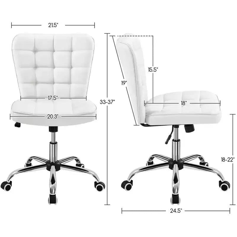 Chaise de bureau moderne sans accoudoirs en similicuir, capacité de 136 kg