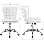 Chaise de bureau moderne sans accoudoirs en similicuir, capacité de 136 kg