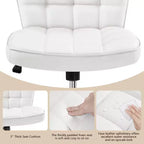 Chaise de bureau moderne sans accoudoirs en similicuir, capacité de 136 kg