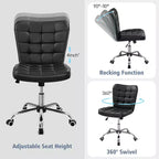 Chaise de bureau moderne sans accoudoirs en similicuir, capacité de 136 kg