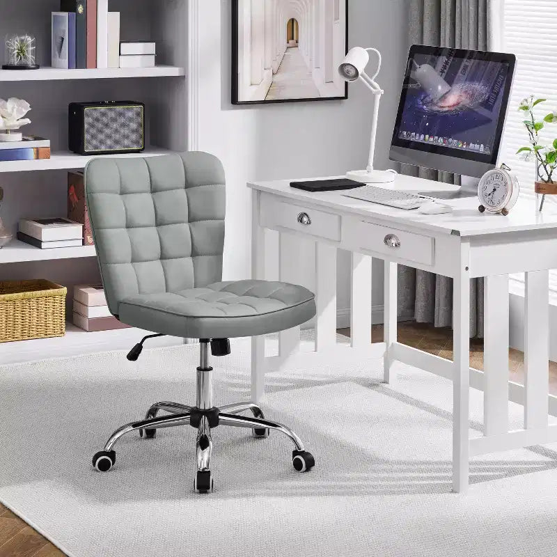 Chaise de bureau moderne sans accoudoirs en similicuir, capacité de 136 kg