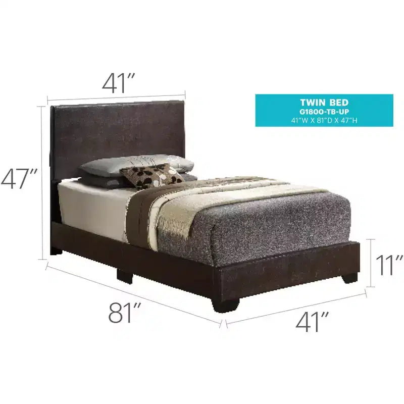 Lit jumeau capitonné, similicuir, design simple, sommier tapissier requis