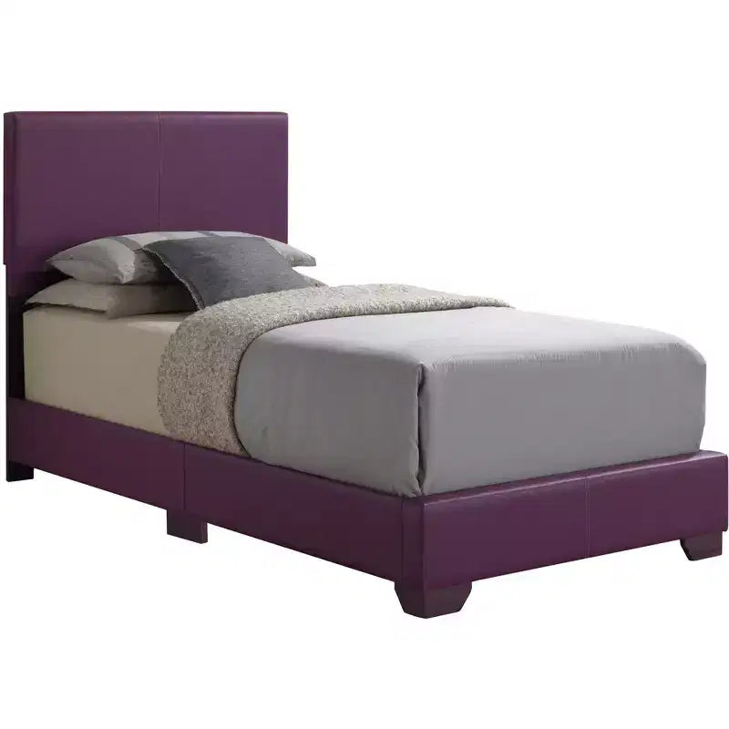 Lit jumeau capitonné, similicuir, design simple, sommier tapissier requis