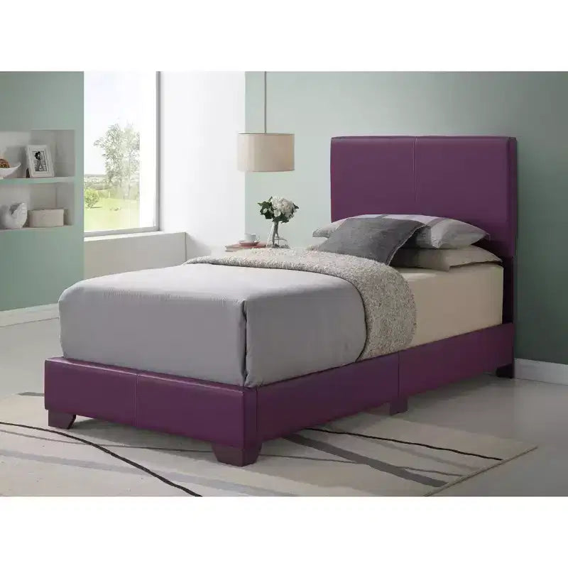 Lit jumeau capitonné, similicuir, design simple, sommier tapissier requis
