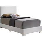 Lit jumeau capitonné, similicuir, design simple, sommier tapissier requis