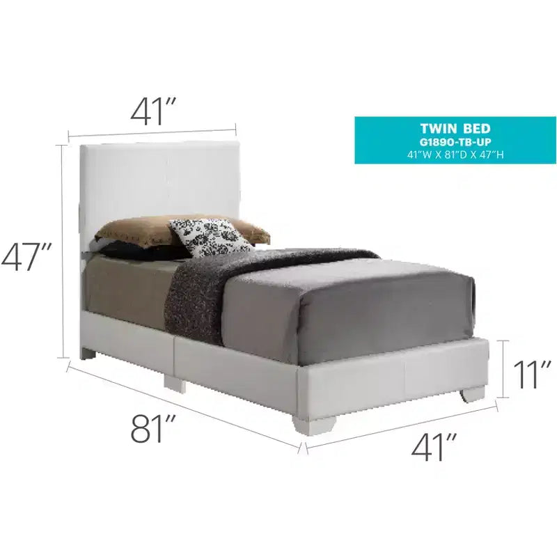 Lit jumeau capitonné, similicuir, design simple, sommier tapissier requis