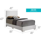 Lit jumeau capitonné, similicuir, design simple, sommier tapissier requis