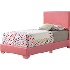 Lit jumeau capitonné, similicuir, design simple, sommier tapissier requis
