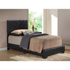 Lit jumeau capitonné, similicuir, design simple, sommier tapissier requis