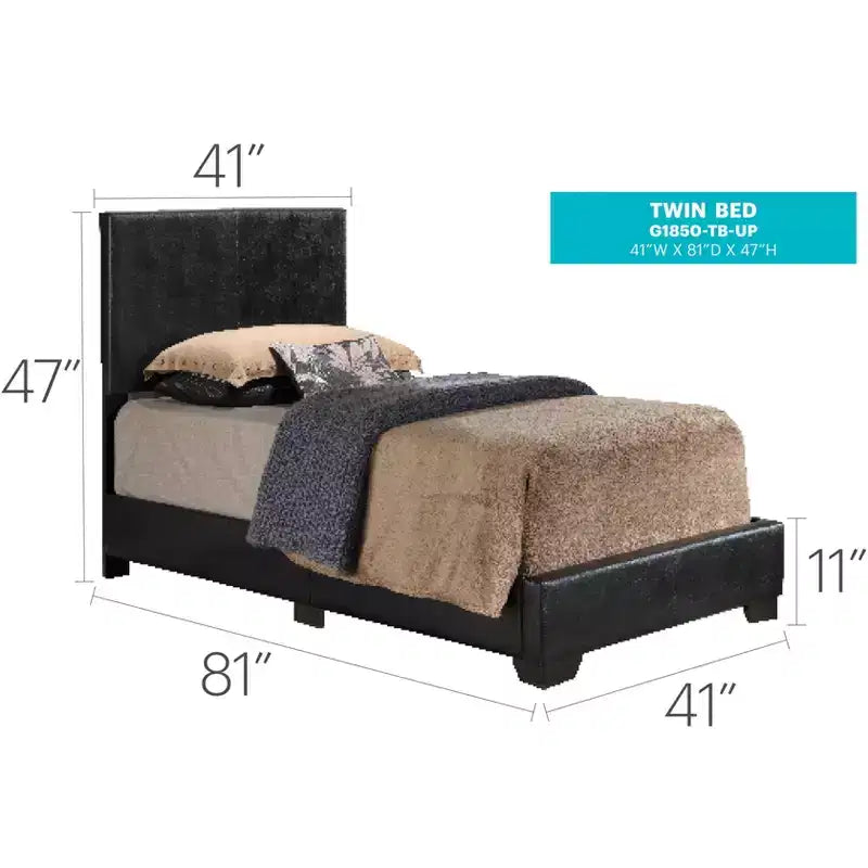 Lit jumeau capitonné, similicuir, design simple, sommier tapissier requis