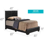 Lit jumeau capitonné, similicuir, design simple, sommier tapissier requis