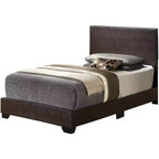 Lit jumeau capitonné, similicuir, design simple, sommier tapissier requis