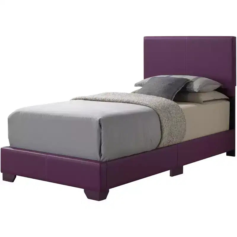 Lit jumeau capitonné, similicuir, design simple, sommier tapissier requis