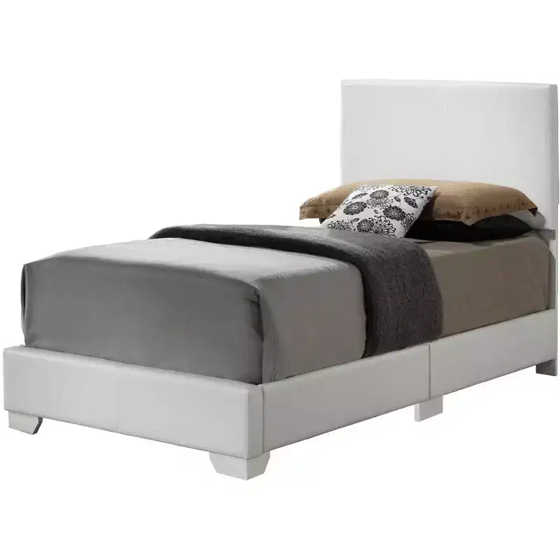 Lit jumeau capitonné, similicuir, design simple, sommier tapissier requis