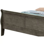Lit king-size en bois Sleigh avec haut pied de lit, design classique, sommier tapissier requis