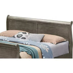 Lit king-size en bois Sleigh avec haut pied de lit, design classique, sommier tapissier requis