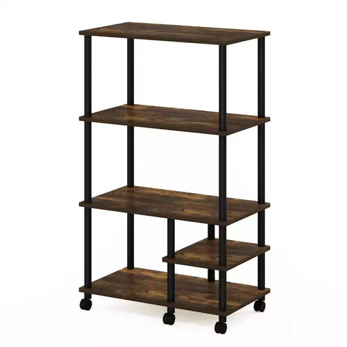 Furinno 4-Tier Kitchen Baker's Rack Microwave Oven Storage Cart,Amber Pine