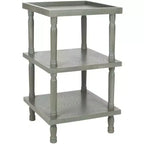 Table d'appoint carrée à 3 niveaux, bois d'orme gris cendré, style traditionnel, intérieur