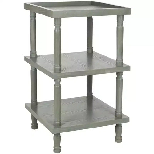 Table d'appoint carrée à 3 niveaux, bois d'orme gris cendré, style traditionnel, intérieur