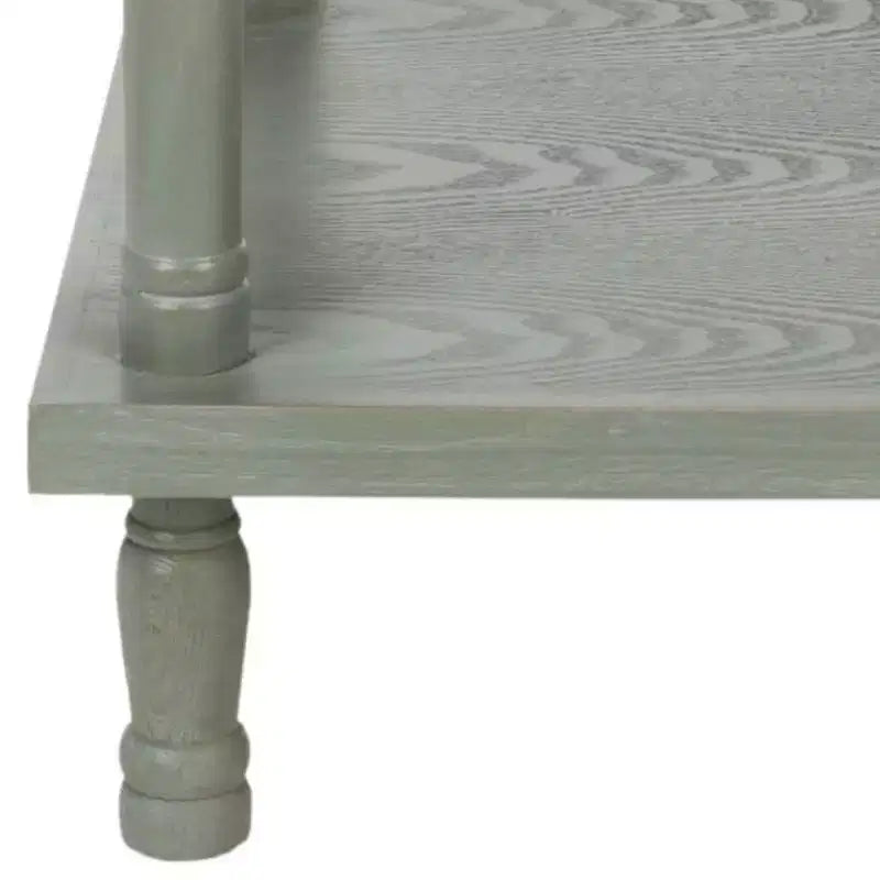 Table d'appoint carrée à 3 niveaux, bois d'orme gris cendré, style traditionnel, intérieur