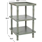 Table d'appoint carrée à 3 niveaux, bois d'orme gris cendré, style traditionnel, intérieur