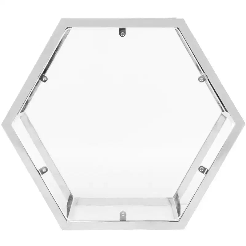 Table d'appoint hexagonale en chrome et verre