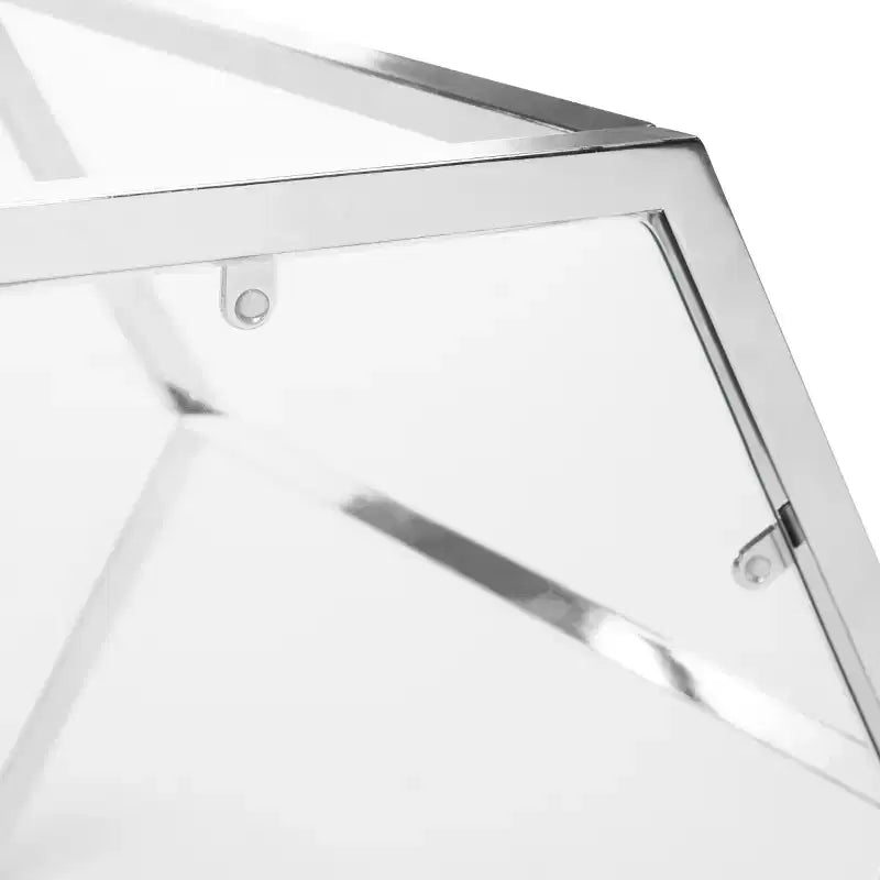 Table d'appoint hexagonale en chrome et verre