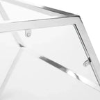 Table d'appoint hexagonale en chrome et verre