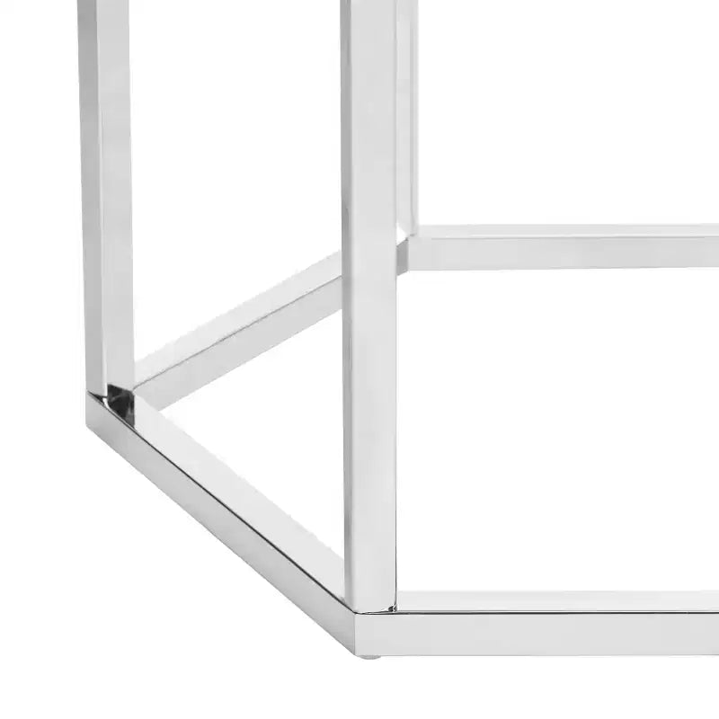 Table d'appoint hexagonale en chrome et verre
