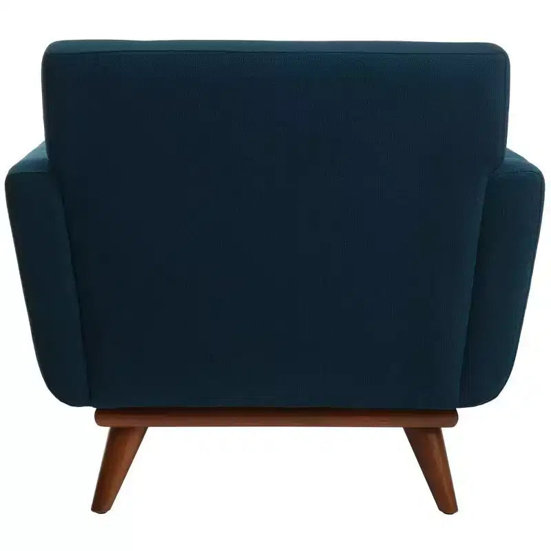 Fauteuil touffeté en lin, revêtement en polyester, structure en bois, capacité de 125 kg, gris ardoise