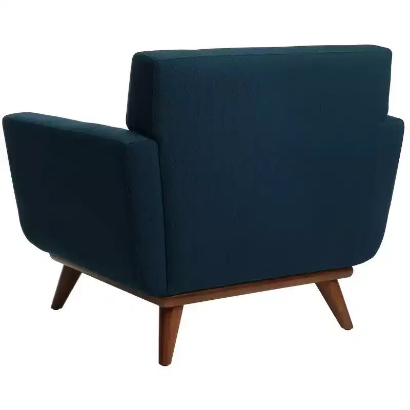 Fauteuil touffeté en lin, revêtement en polyester, structure en bois, capacité de 125 kg, gris ardoise