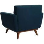 Fauteuil touffeté en lin, revêtement en polyester, structure en bois, capacité de 125 kg, gris ardoise
