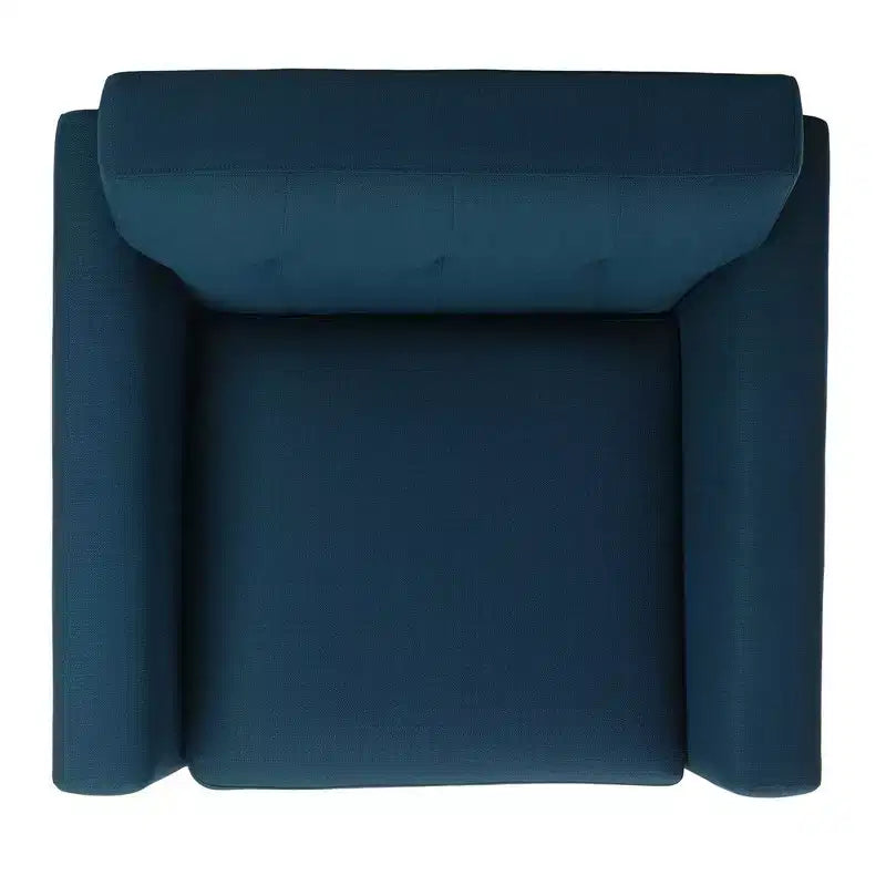 Fauteuil touffeté en lin, revêtement en polyester, structure en bois, capacité de 125 kg, gris ardoise