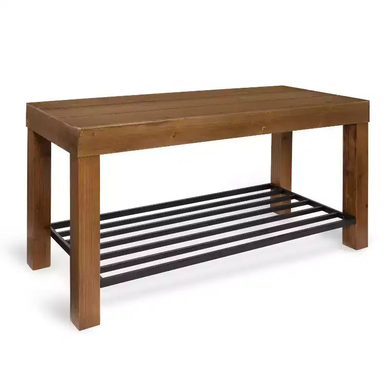 Kate and Laurel Jeran Rectangle Wood Bench, 36x14x20, Brown