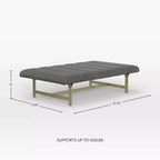 Table basse capitonnée en cuir végétalien avec base en métal, 132 cm L, capacité de 227 kg
