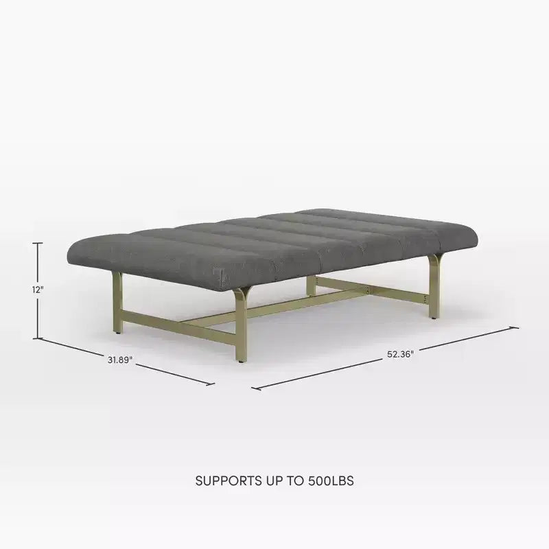 Table basse capitonnée en cuir végétalien avec base en métal, 132 cm L, capacité de 227 kg