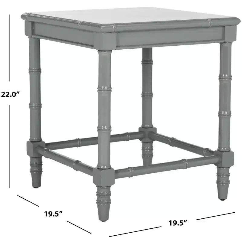 Table d'appoint carrée, MDF gris, style côtier, 56 cm H x 49,5 cm L, capacité 13,6 kg