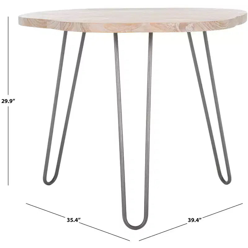 Table à manger en bois Mid-Century Modern, plateau libre, 4 places, 100 cm L x 90 cm P