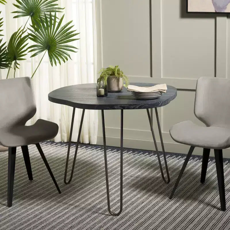 Table à manger en bois Mid-Century Modern, plateau libre, 4 places, 100 cm L x 90 cm P
