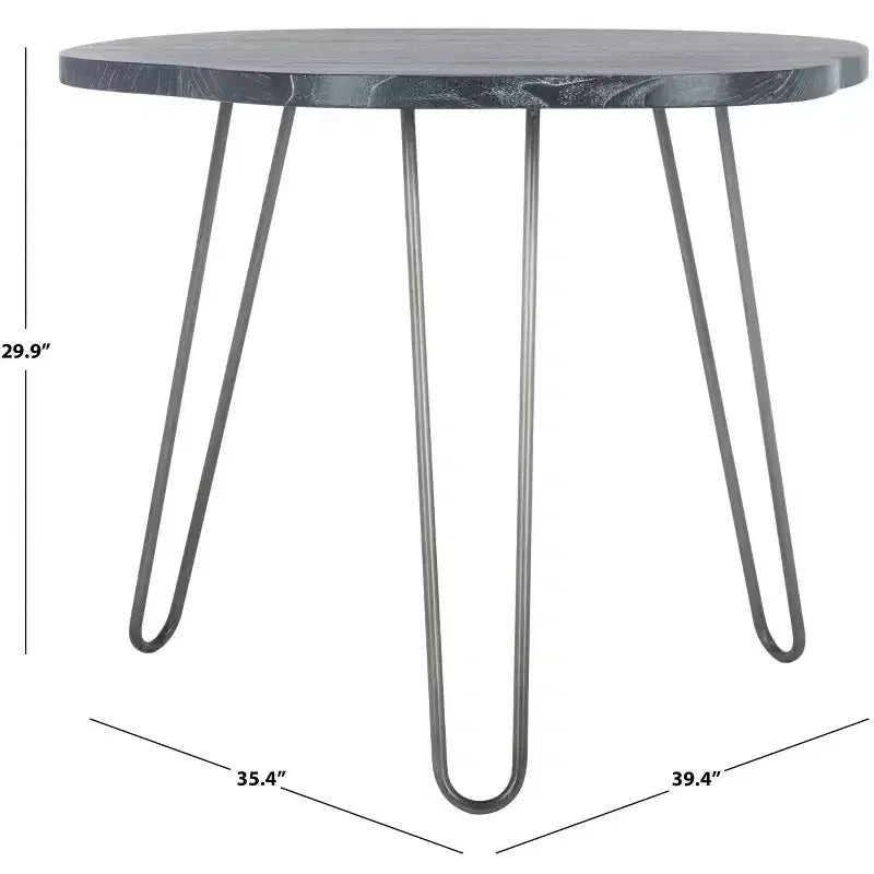 Table à manger en bois Mid-Century Modern, plateau libre, 4 places, 100 cm L x 90 cm P